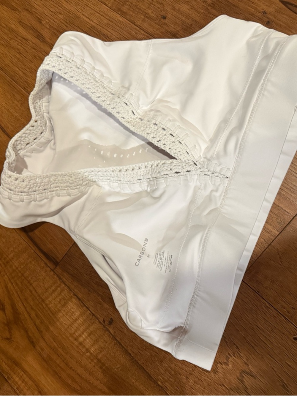 Carbon38 White Padded Sports Bra with Logo